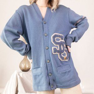 Vintage 50s blue HL Whiting lettermans cardigan